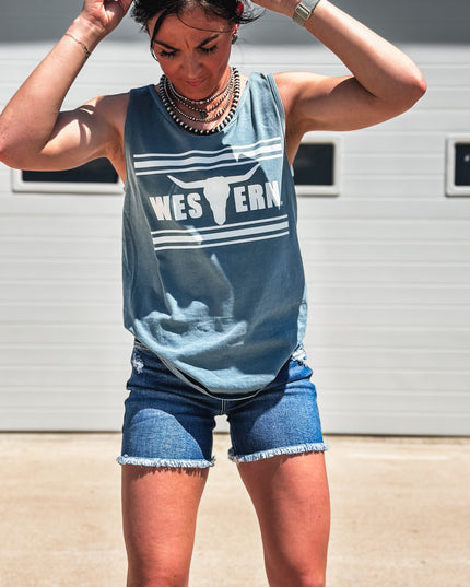 Brand Tank - Washed Denim