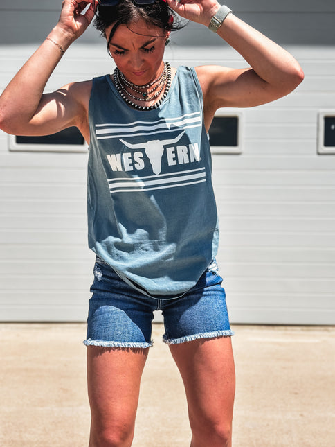 Brand Tank - Washed Denim