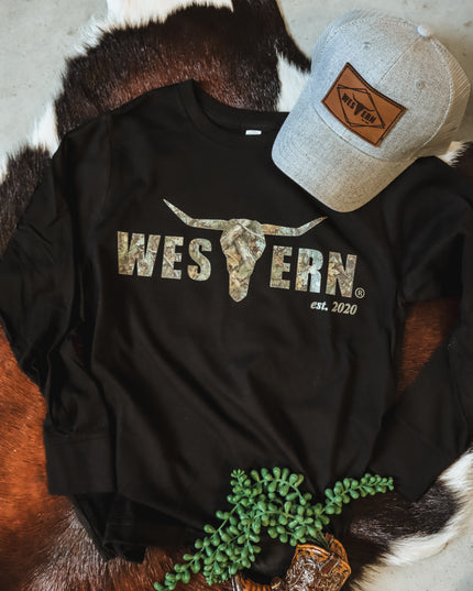 Camo Woods Logo Longsleeve T - Black