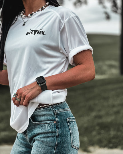 Brand Logo Athletic Tee - White