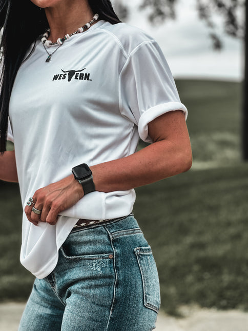 Brand Logo Athletic Tee - White