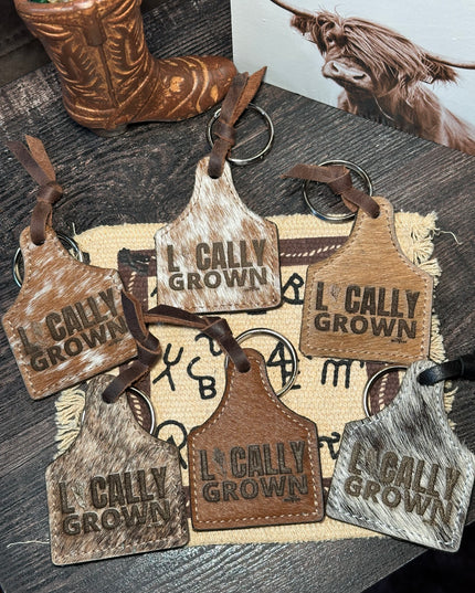 Locally Grown Cow Tag Keychain