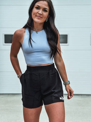 Brand Seamless Crop Tank - Hydrangea Blue