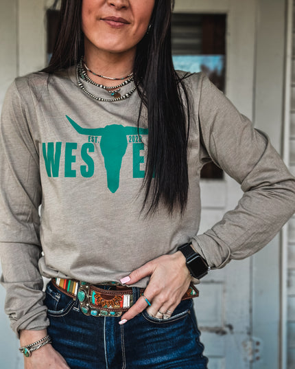 Brand Teal Logo Longsleeve - Taupe
