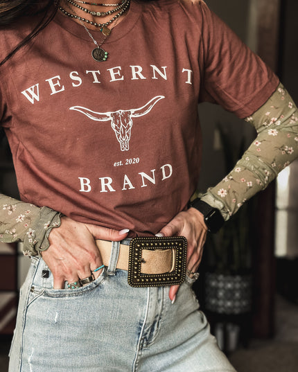 Western T Brand Longhorn - Brick