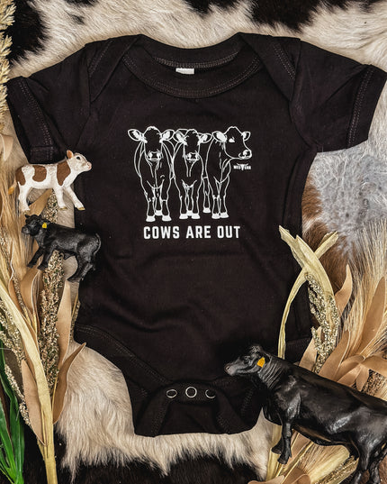 Cows Are Out Onesie - Black