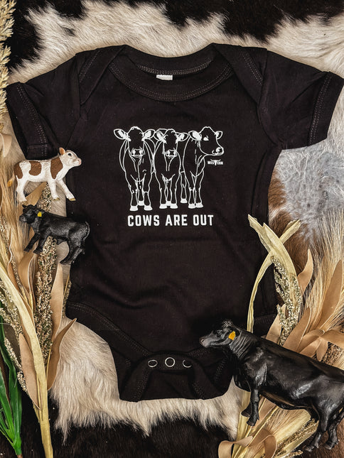 Cows Are Out Onesie - Black
