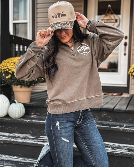 Brand Sammy Pullover 1/4 Zip - Espresso