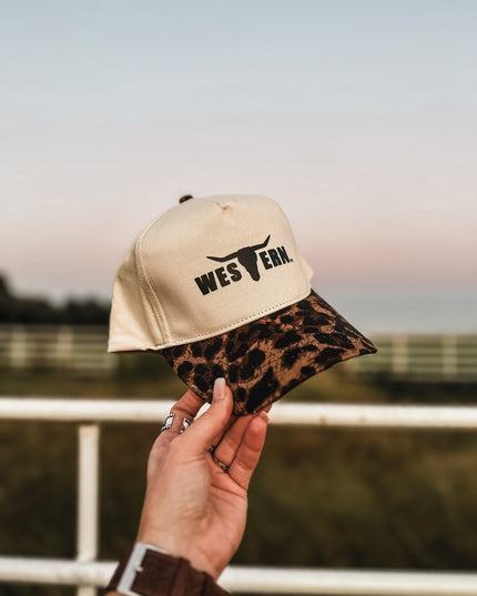 Brand Black Logo Hat - Cheetah/Cream