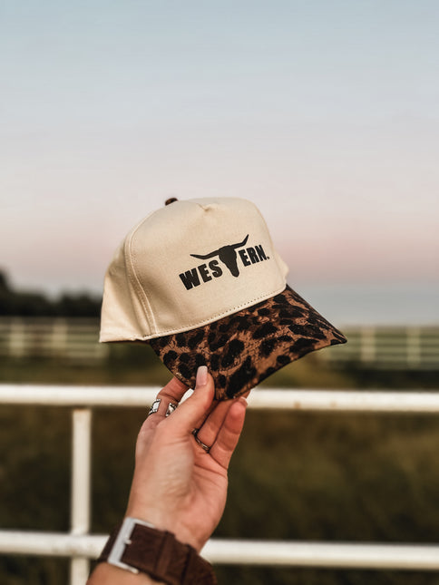 Brand Black Logo Hat - Cheetah/Cream