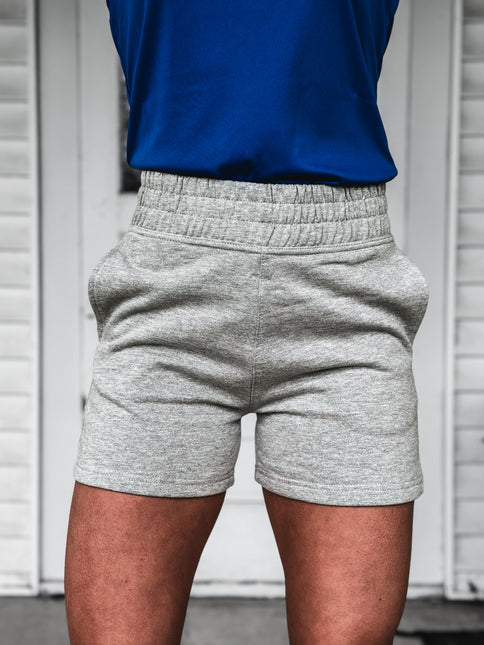 Brand Tri Jogger Shorts - Heather Grey