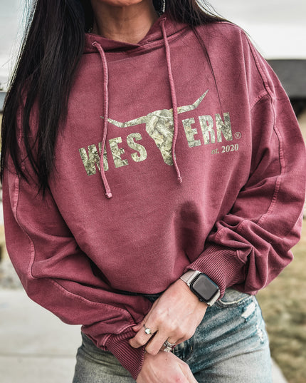 Brand Woods Camo Logo Deadwood Hoodie - Cabernet