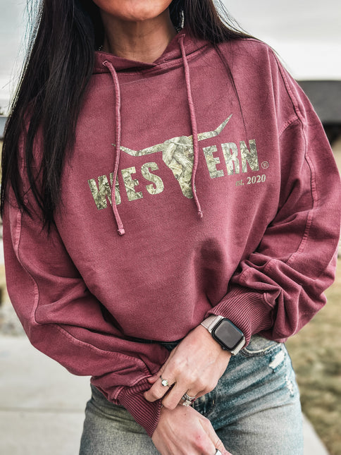 Brand Woods Camo Logo Deadwood Hoodie - Cabernet