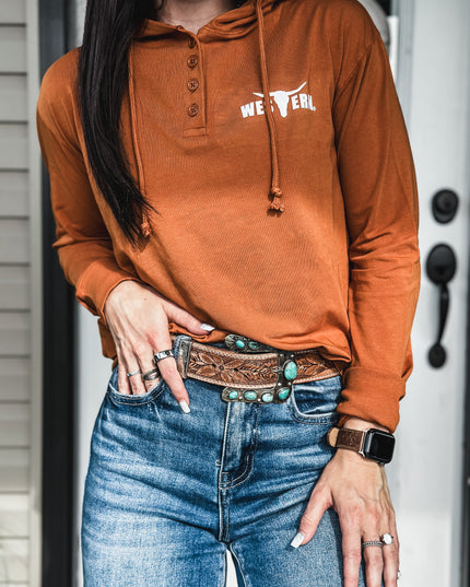 Brand Ridge Button Hoodie - Amber