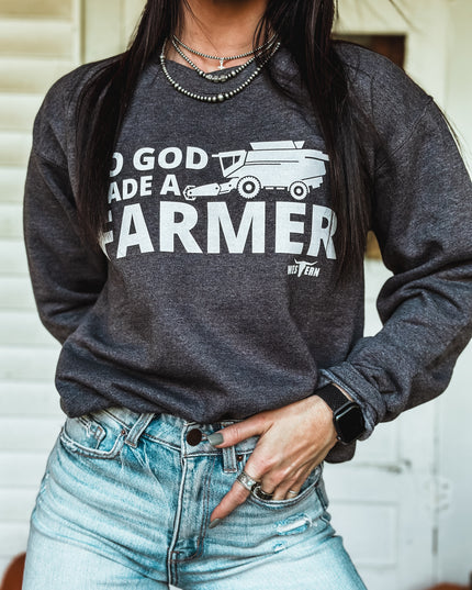 God Made a Farmer Crew - Dark Grey Heather