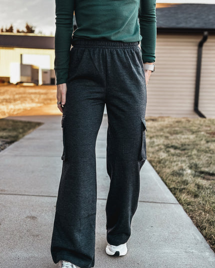 Brand French Terry Cargo Sweats - Charcoal Grey