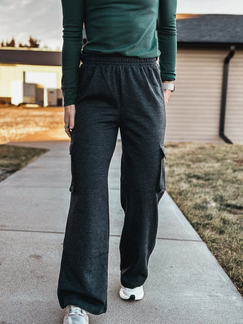 Brand French Terry Cargo Sweats - Charcoal Grey