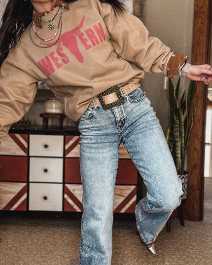 Brand Logo Crew - Dusty Rose/Caramel