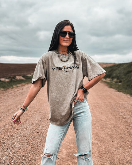 Yeehaw Rodeo Oversized Tee - Smoke Grey