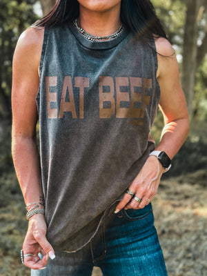 Eat Beef Tank - Charcoal Black