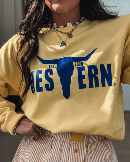 Brand Blue Logo Crew - Summer Yellow