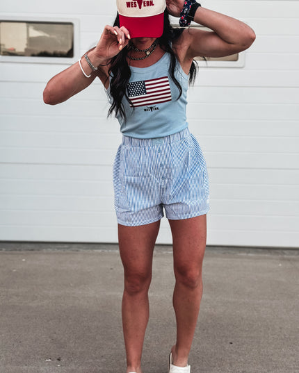 United States Flag Baby Tank - Light Blue