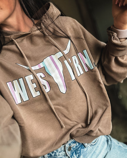 Brand Retro Stripes Logo Deadwood Hoodie - Mocha