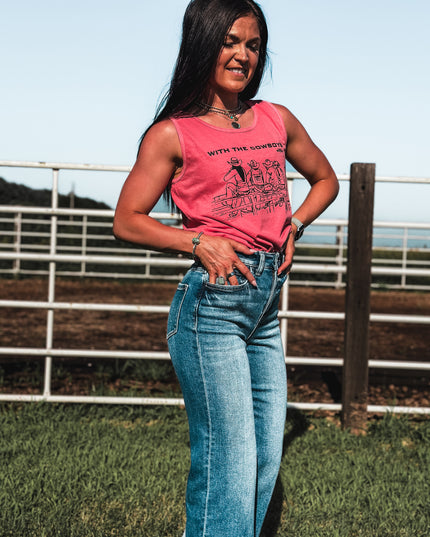 With the Cowboys Tank - Watermelon