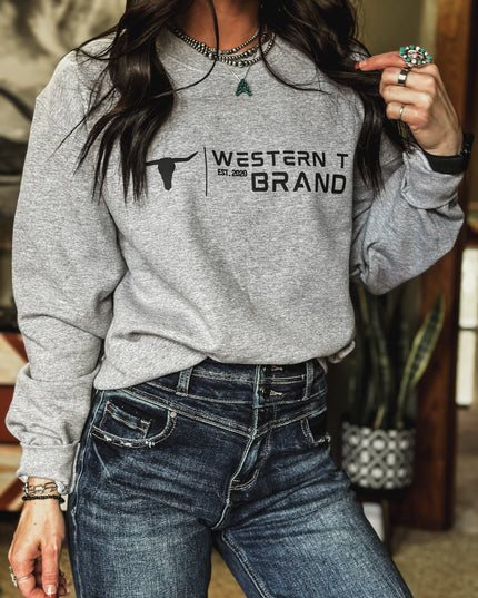 Western T Brand | Logo Crew - Grey/Black