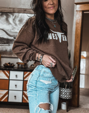 Brand Cream Logo Steamboat Sweatshirt - Mocha