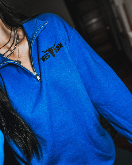 Brand 1/4 Zip Blue