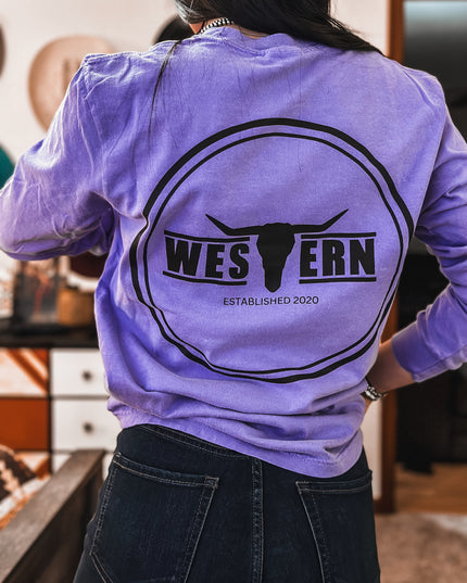 Brand Longsleeve Pocket T - Bright Purple