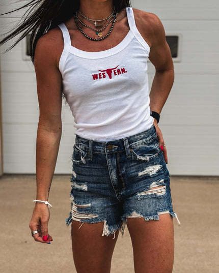 Red Brand Logo Baby Tank - White