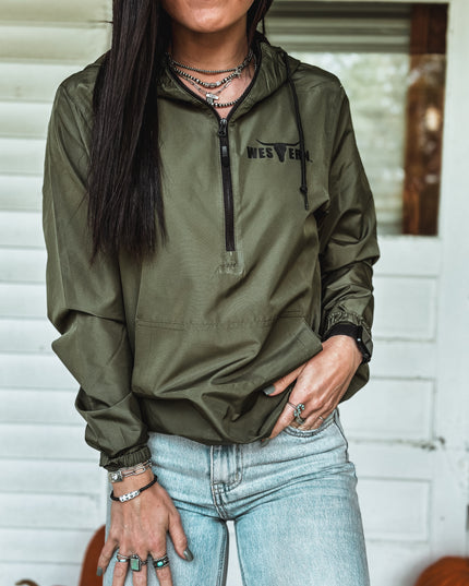 Brand Scuba 1/4 Zip Windbreaker  - Army