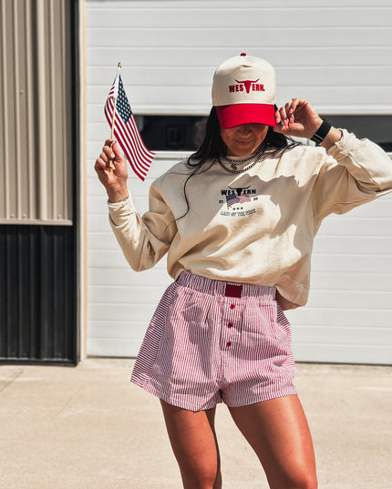 Vintage 4th of July Mid-Length Crew