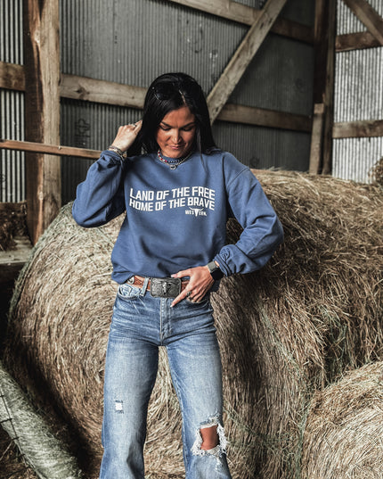 Land of the Free Crew - Denim Blue