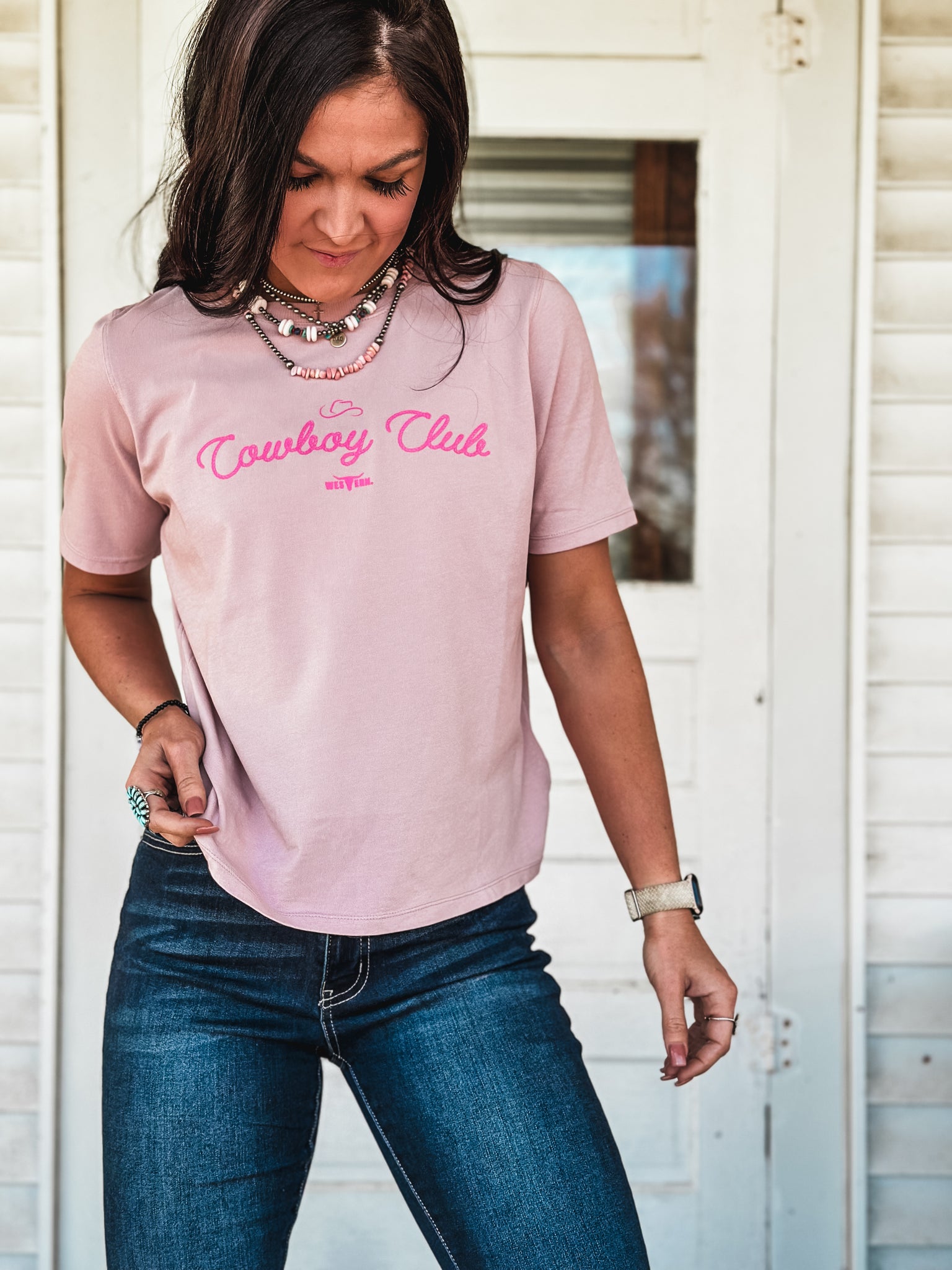 Cowboy Club Boxy T - Pastel Pink