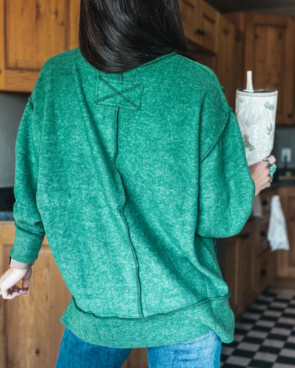 Brand Brushed Crew Sweater - Forest/Camo