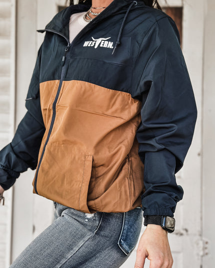Brand Scuba Windbreaker Full Zip Jacket - Navy/Camel