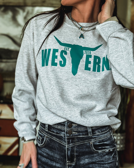 Brand Logo Crew - Ash/Teal