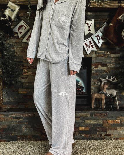 Brand Sleepover Pant PJ Set - Grey