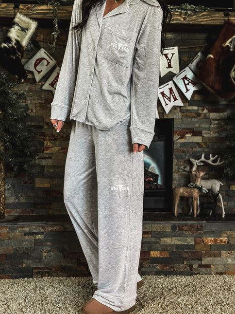 Brand Sleepover Pant PJ Set - Grey