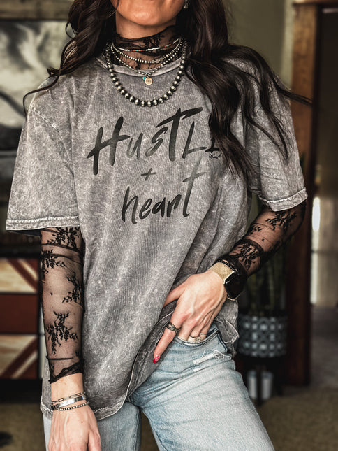 Hustle & Heart - Oversized T Grey Acid