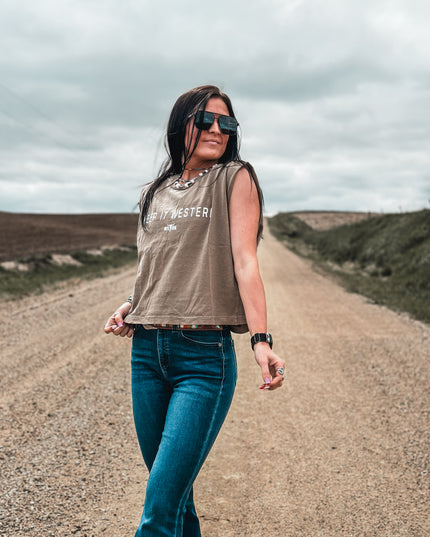 Keep It Western Cap Sleeve Tank - Mocha