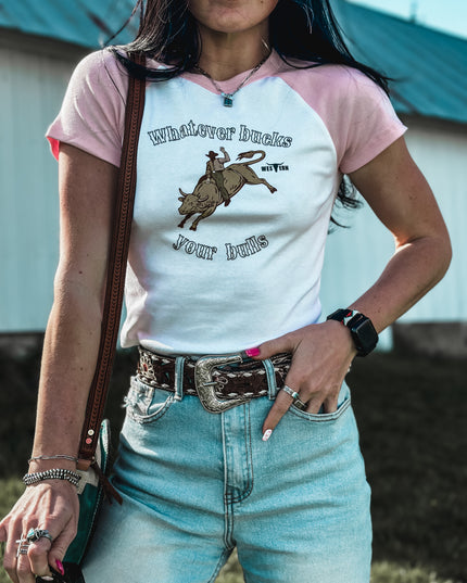 Bucks Your Bulls Cropped Carolina Tee - Pink