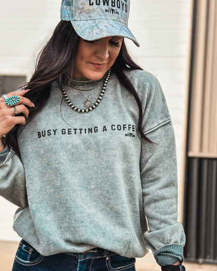 Busy Getting Coffee Crew - Ash Blue