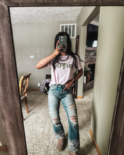 Brand Basic Tee - Woods Camo Logo/Pink