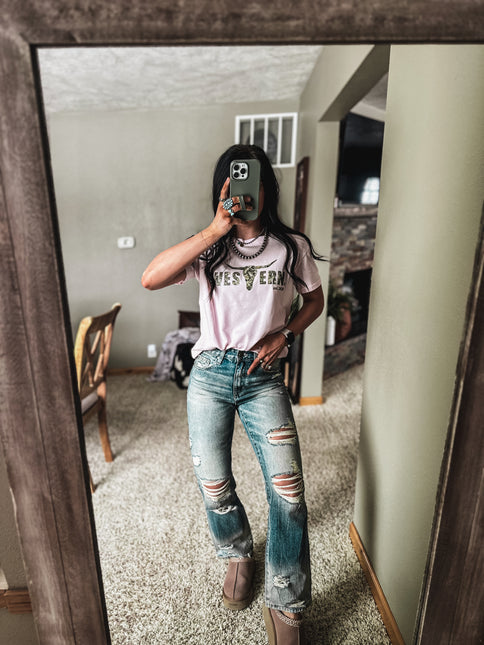 Brand Basic Tee - Woods Camo Logo/Pink