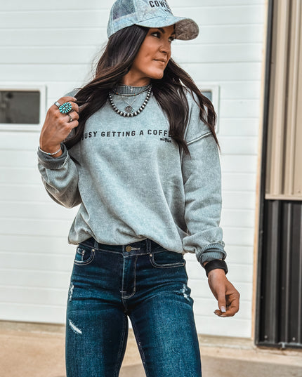 Busy Getting Coffee Crew - Ash Blue