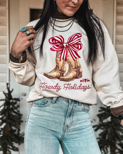 Howdy Holidays Crew - Natural Cream
